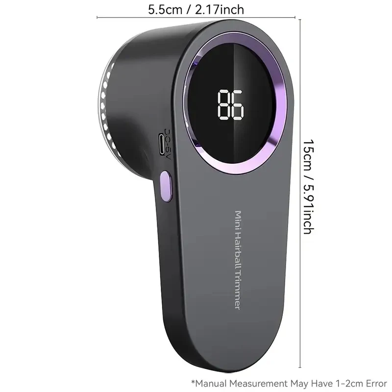 Przenośna kulka usuwająca kłaczki USB LCD 3-stopniowa 🔋